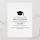 Invitation En Aluminium Argent Gray script 3 photos graduation (Verso)