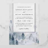 Invitation En Aluminium Argent Mariage de la Reverie d'hiver (Recto)