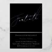 Invitation En Aluminium Argent Script 40e fête d'anniversaire Argent (Recto)