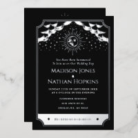 Argent Sun Moon Tarot Détails du Mariage Invitatio