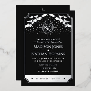 Invitation En Aluminium Argent Sun Moon Tarot Détails du Mariage Invitatio