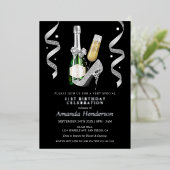 Invitation En Aluminium Argent talons et Champagne Anniversaire des femmes (Debout devant)