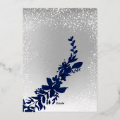 Invitation En Aluminium argent typographie feuille bleue neige élégante No (Verso)
