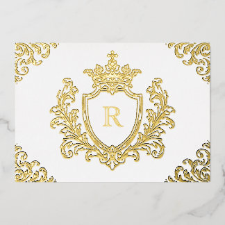 Invitation En Aluminium Armoiries médiévales en feuille d'or Monogramme in