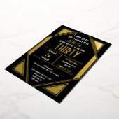 Invitation En Aluminium Art Déco 30e anniversaire Black Gold Real (Rotation)