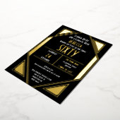 Invitation En Aluminium Art Déco 60e anniversaire Black Gold Real (Rotation)