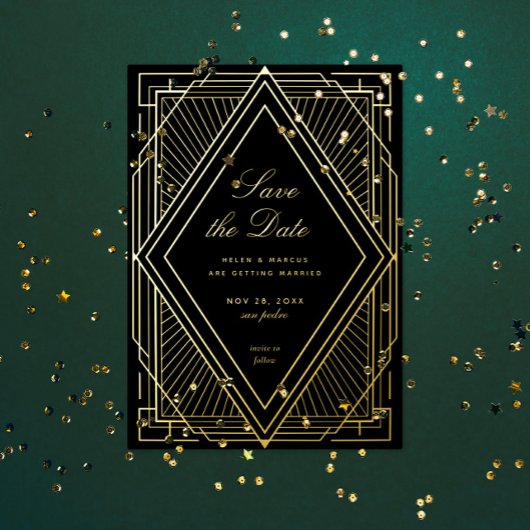 Invitation En Aluminium Art déco : Date à sauver