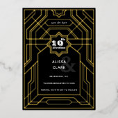 Invitation En Aluminium Art Déco Élégant Enregistrer La Date (Recto)
