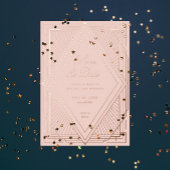Invitation En Aluminium Art Déco Enregistrer la date Diamond Blush Rose Go