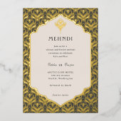 Invitation En Aluminium Art Déco Floral Lotus Mehndi Or (Recto)