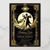 Invitation En Aluminium Art Déco Gatsby Interdiction Roaring 20 ans Annive (Recto)