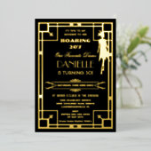 Invitation En Aluminium Art Déco Gatsby Roaring 20s 30e anniversaire Real (Debout devant)