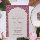 Invitation En Aluminium Art Déco Lotus Gold Floral Mariage