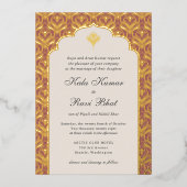 Invitation En Aluminium Art Déco Lotus Gold Floral Mariage (Recto)