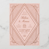 Invitation En Aluminium Art Déco Mariage Diamond Blush Rose or  (Recto)