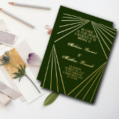 Invitation En Aluminium Art déco Mariage Emerald Green Gold
