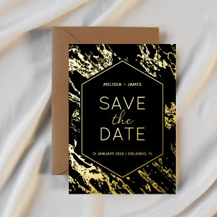 Invitation En Aluminium Art Déco Mariage Hexagon moderne Enregistrer la da