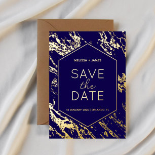 Invitation En Aluminium Art Déco Mariage Hexagon moderne Enregistrer la da