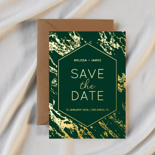 Invitation En Aluminium Art Déco Mariage Hexagon moderne Enregistrer la da