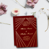 Invitation En Aluminium Art Déco Mariage rouge et or