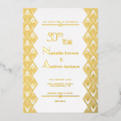 Invitation En Aluminium Art déco moderne Golden 50e anniversaire fête (Recto)