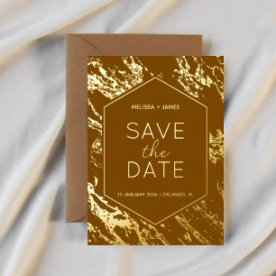 Invitation En Aluminium Art Déco Moderne Hexagone Enregistrer la Date de M