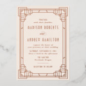 Invitation En Aluminium Art déco moderne Mariage ivoire et or Rose (Recto)