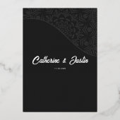 Invitation En Aluminium Art déco moderne Peacock Mariage Gold (Verso)