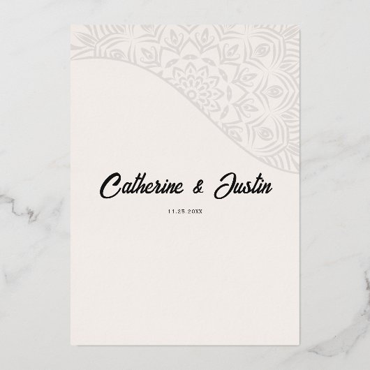 Invitation En Aluminium Art Déco moderne Peacock Mariage Rose or (Verso)