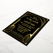 Invitation En Aluminium Art Déco Nouveau Mariage Gold & Black Mariage (Rotation)