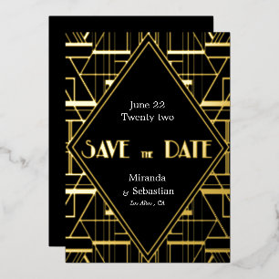 Invitation En Aluminium Art Déco Vintage Gatsby Enregistrez la Date
