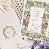Invitation En Aluminium Art Nouveau Alphonse Mucha Mauve Rose Poussiéreuse