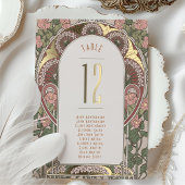 Invitation En Aluminium Art Nouveau Mariage Gold Accents Numéro de tableau