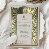 Invitation En Aluminium Art Nouveau Mariage Info Détails Gold Green Mucha