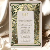 Invitation En Aluminium Art Nouveau Mariage Info Détails Gold Green Mucha