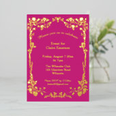Invitation En Aluminium Art nouveau Rose Élégante Célébration Dorée (Debout devant)