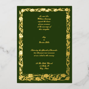 Invitation En Aluminium Art Nouveau Rose Floral de l'ère victorienne antiq