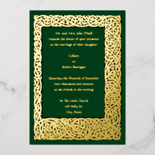 Invitation En Aluminium Arts & Crafts vintage bordure de feuillage 1904 po