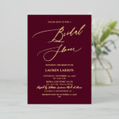 Invitation En Aluminium ArtsApp Luxe Calligraphie Bourgogne Or (Debout devant)