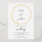 Invitation En Aluminium Artsy Laurel Cadre Feuille Mariage de script Real (Recto)