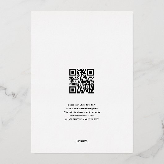Invitation En Aluminium Artsy Laurel Cadre Feuille Mariage de script Real (Verso)