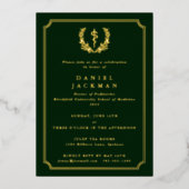 Invitation En Aluminium Asclepius vert foncé Graduation à l'école Médicale (Recto)