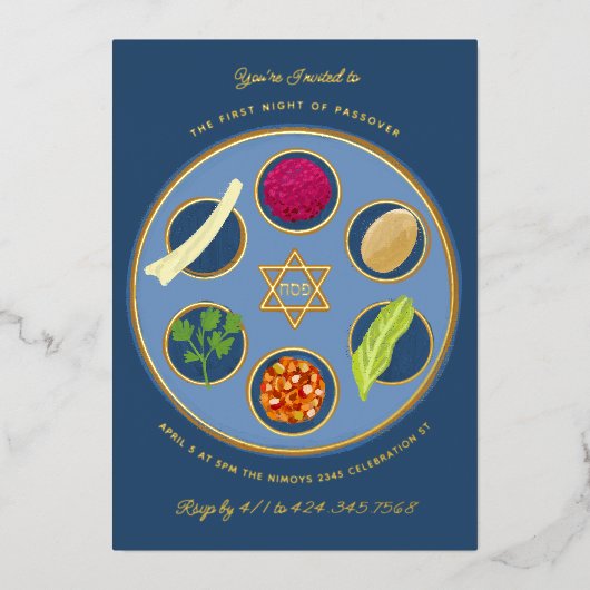 Invitation En Aluminium Assiette de Seder de Pâque Bon dîner de Pâque (Recto)