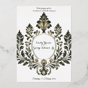 Invitation En Aluminium Atelier Motif Opulent, Noir et Or,