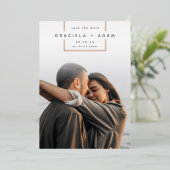 Invitation En Aluminium Au carré | Photo Verticale Moderne Enregistrer La (Debout devant)