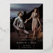 Invitation En Aluminium Au carré | Photo Verticale Moderne Enregistrer La (Recto)