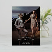 Invitation En Aluminium Au carré | Photo Verticale Moderne Enregistrer La (Debout devant)