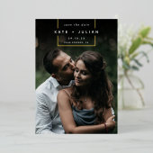 Invitation En Aluminium Au carré | Simple Photo Moderne Enregistrer La Dat (Debout devant)