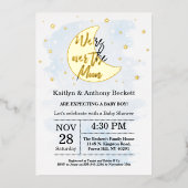 Invitation En Aluminium Au-Dessus De La Lune | Baby shower Garçons réel (Recto)