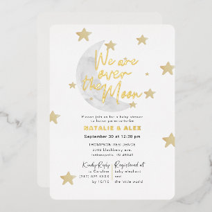 Invitation En Aluminium Au-dessus de la lune et des étoiles Baby shower ne